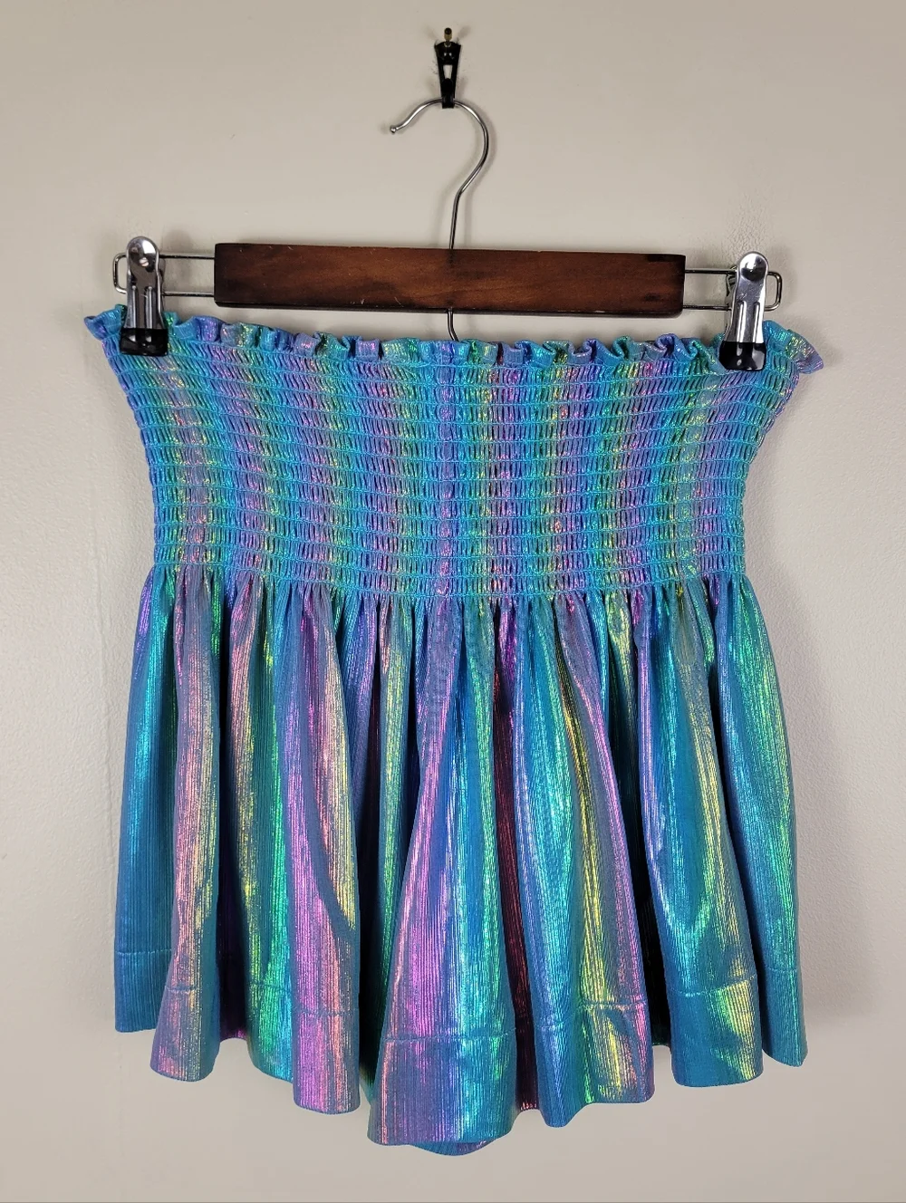 Queen Of Sparkles Rainbow Blue Iridescent Swing Shorts